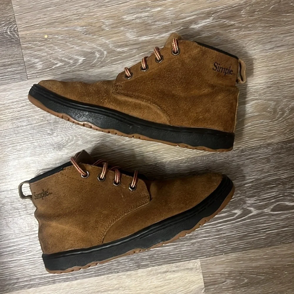 Simple Chukka Boots Men Size 8 Brown Suede leather Lace Up Ankle Shoes